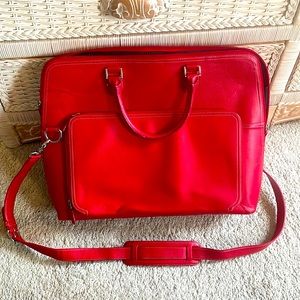 Levenger red leather briefcase/laptop bag 👜